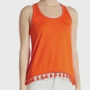 Trina Turk “Tajo Top” Orange Tasseled Tank Top